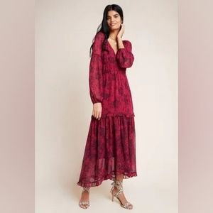 NWT Maeve Annabelle Maxi Dress- Wine Floral- Size 0